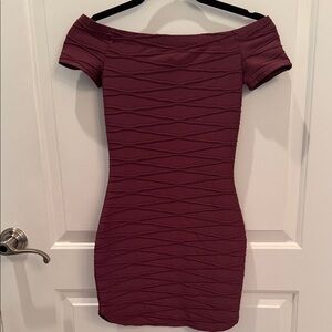 Windsor Off-Shoulder Burgundy Mini Dress